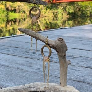 Mixed metals and Peach Agate Earrings